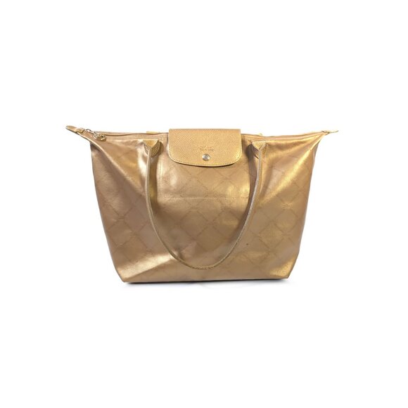 Longchamp Handbags - Longchamp Le Pliage Made in France Gold Nylon Large Shoulder Tote